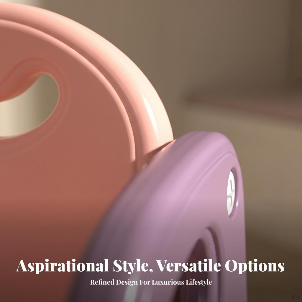 Rounded Edges Chair with Curved Backrest | Builtin Carry Handle, Stable Splayed Legs, for Nursery