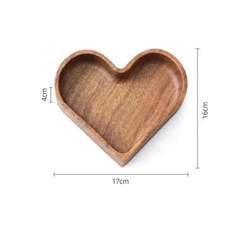 

Wooden Tray Heart-shaped Fruit Plate Salad Cake Snacks Candies Fruits Dishes Kitchen Tableware Valentine s Day Decoration