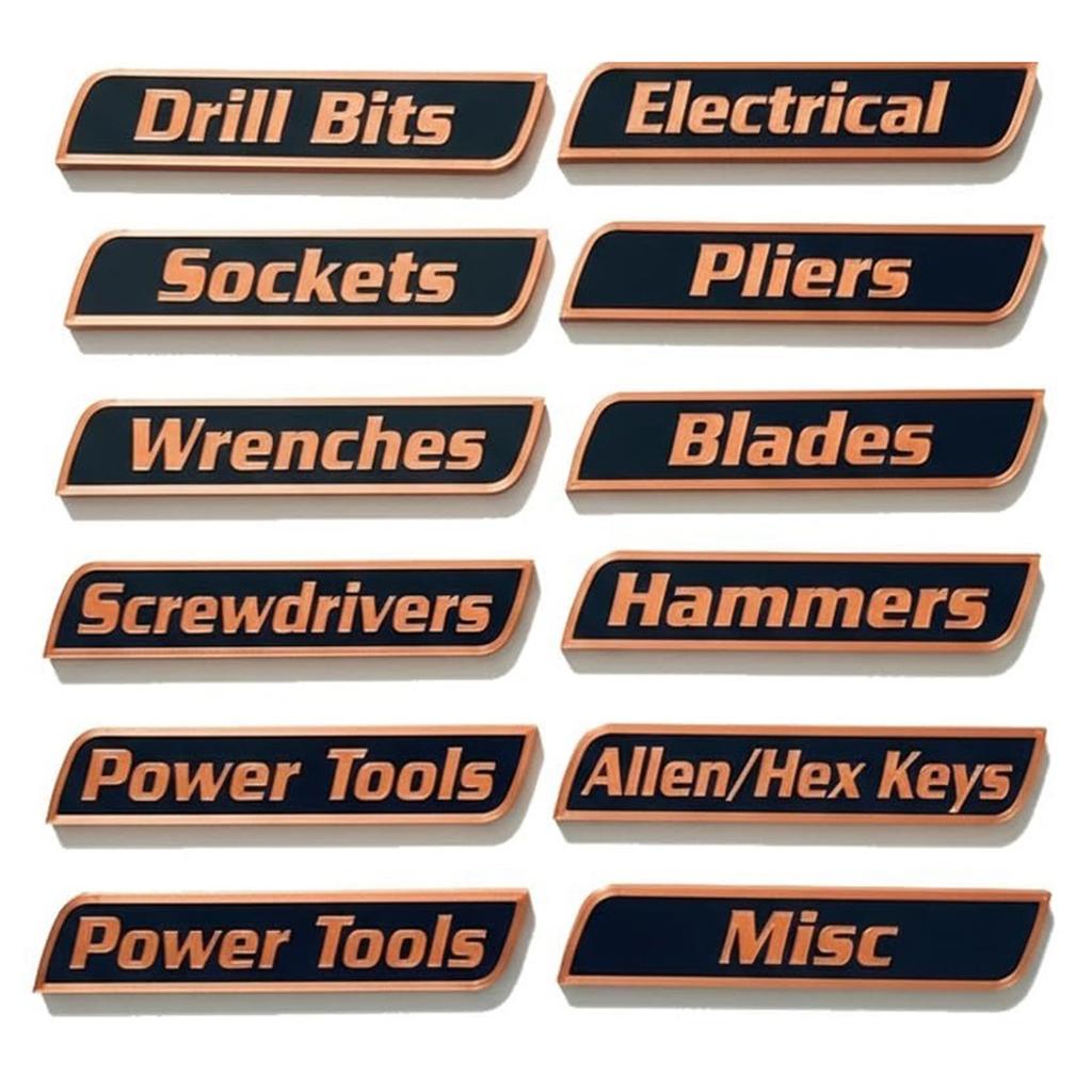 12 PCS Mini Reusable Toolbox Drawer Tags 3d Magnetic Drawers Organization Labels Badge Stickers Easy To Read Printing Steel Tool