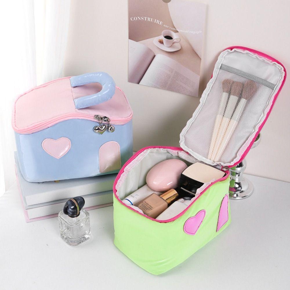 Korean Style Cartoon Makeup Bags House Shape Toiletries Storage Pouch Travel Wash Handbag  Outdoor