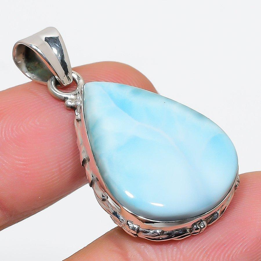 

Natural Republic Larimar Gemstone 925 Solid Sterling Silver Pendant 1.75 v8y73