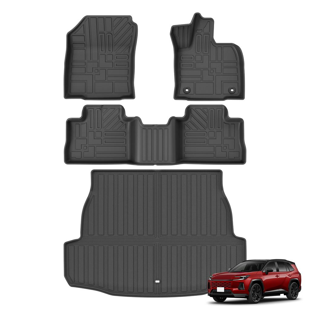 Smabee Right Drive for Toyota RAV4 Plug-in Hybrid PHEV RHD 2026 TPE Car All-Weather Floor Mats Trunk Pad Liner Accessories Black