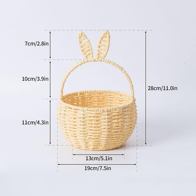 Rabbit Flower Basket for  Easter Cute Basket  Ear Basket Woven Gift Storage Holder Baskets Outdoor Picnic Baskets Flower Vase