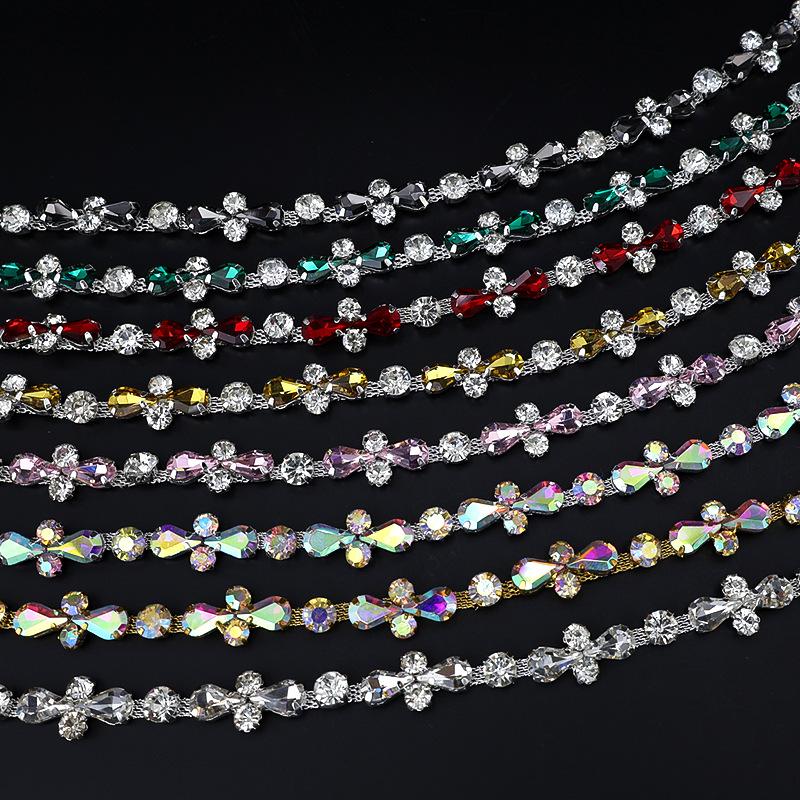 10Yards Rhinestone Chain Diamond Trim Fringe Crystal Bling Accessories DIY Craft Wedding Party Decoration Gift Rhinestone Ribbon