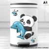 Panda Penguin Glasses Animal Trash Can Sticker Creative Decorative Wall Mural for Living Space Kitchen Office Decor
