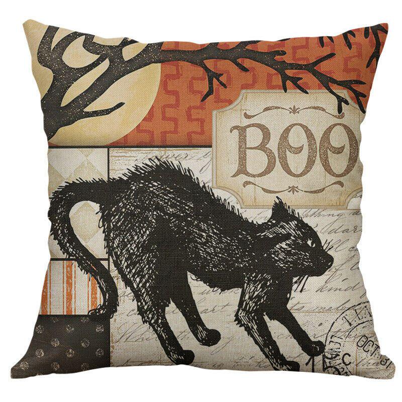 Vibrant Halloween Animal Print Cushion Cover Cotton Linen Pillow Case For Festive Home Decor