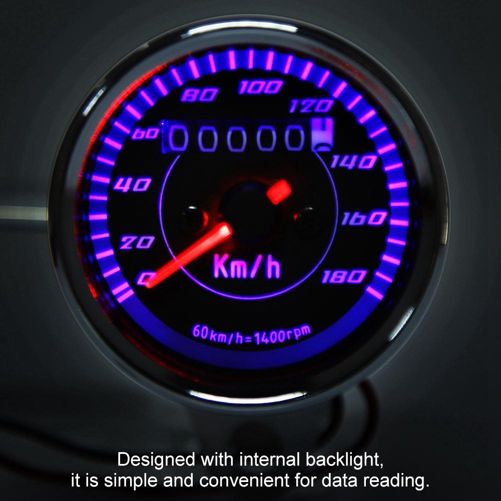 Universal Motorcycle Retro Modification LED Odometer Speedometer Digital Mile Meter Gauge