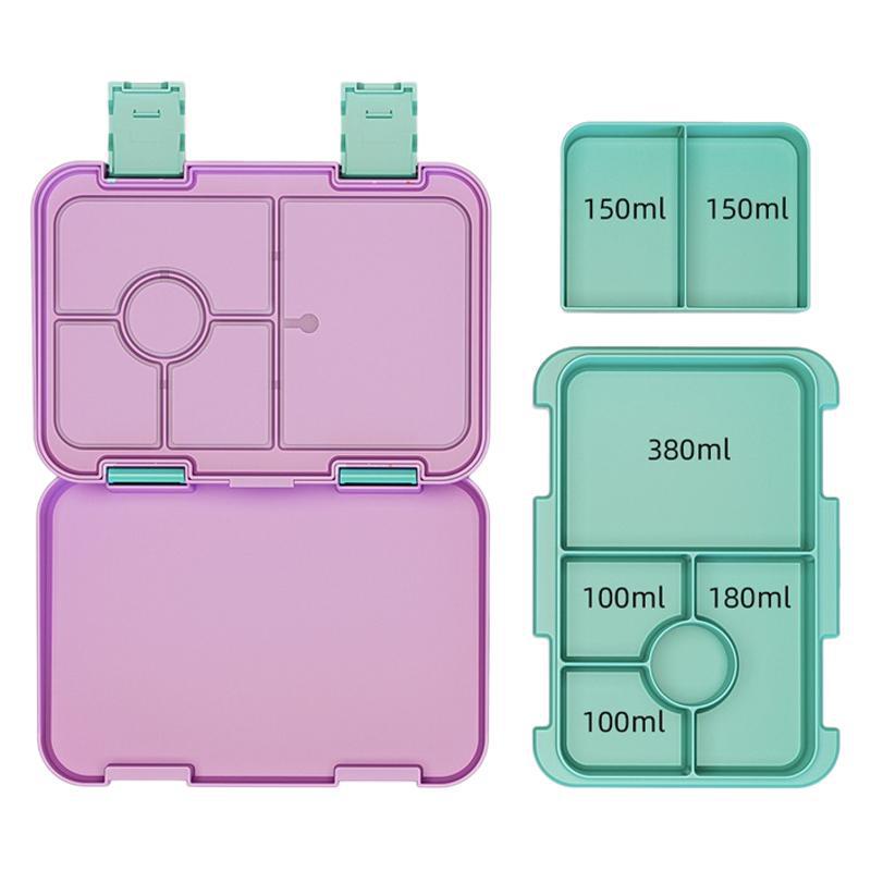 Kids' Double Buckle Cartoon Bento Lunch Box - Microwaveable, Portable, Large Capacity