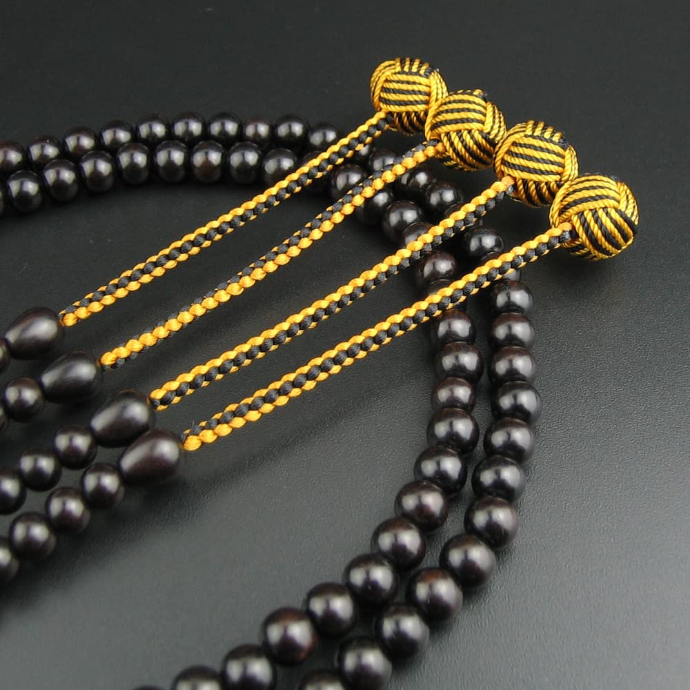 Men's Rosary 12-inch Zhenfen ruler Includes rosary pouch Koyasan Honren (Black/Gold-brown two-tone Oda-maki tassel)