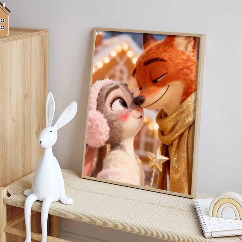Disney Diamond Painting 5D Judy  Nick Winter Kiss Cartoon Movie Cross Stitch Embroidery Handmade Gift Home Decor