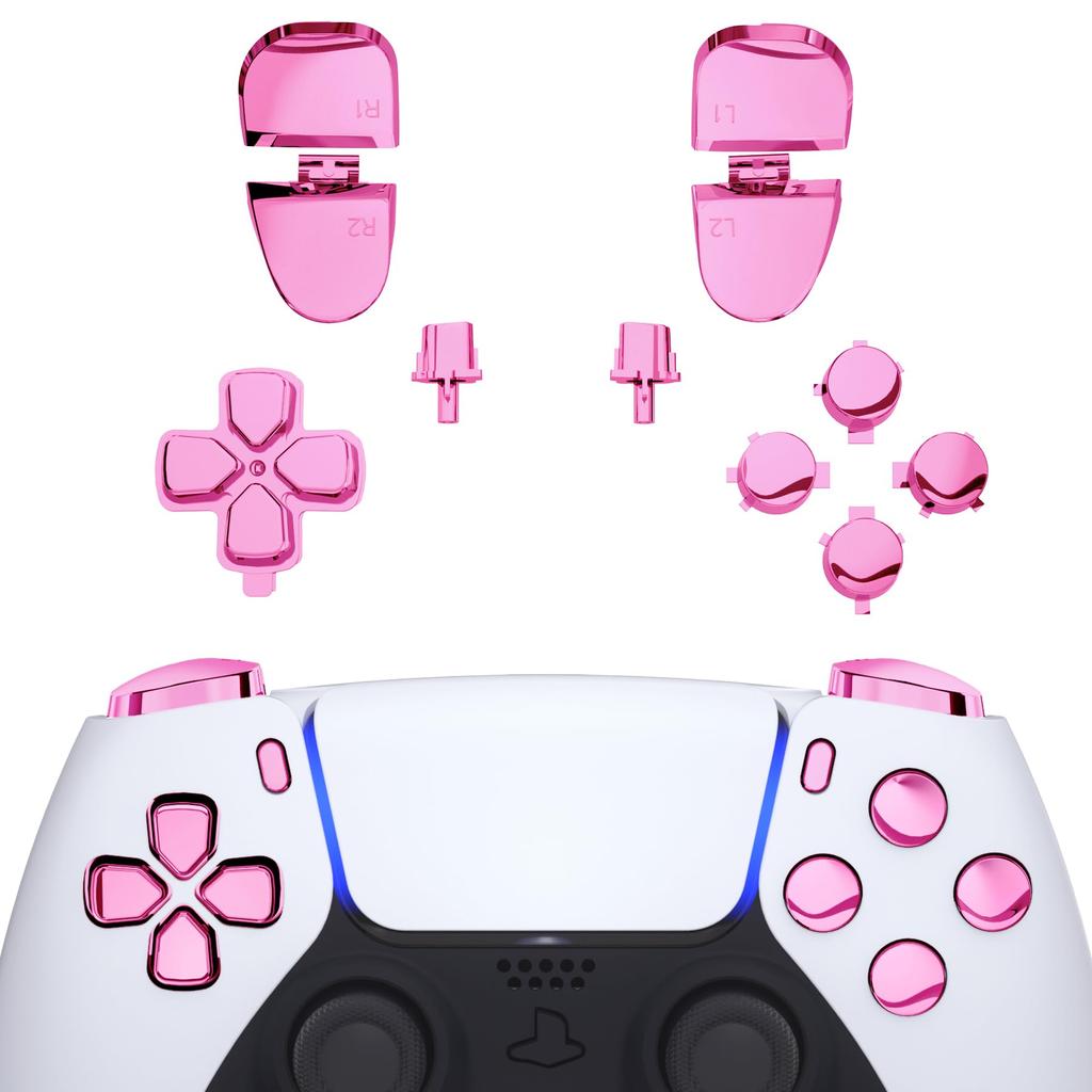 eXtremeRate Compatible with PS5 Controller Replacement R1L1R2L2 Trigger Share Option Face Full Set Button Compatible with Chrome PS5 Controller