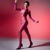 Slip Bodystocking Women'S Thin Sheer Oil Shiny Jumpsuit Sexy Open Crotch Bodysuit Woman Tights Shape Wear Nightclub Dance