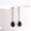 Blue Zirconia Drop Earrings For Women 925 Silver Needle Party Jewelry Ear Stud Dangle Earring Wedding Vintage Jewelry CCE695