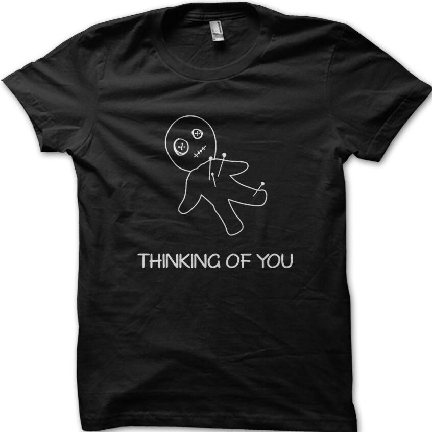 Voodoo Doll thinking of you funny black cotton t-shirt 9035 S
