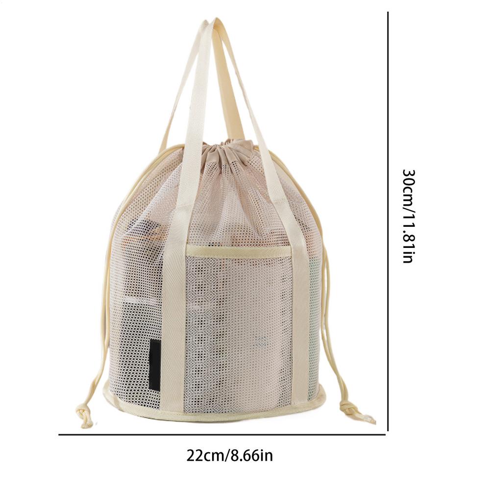 

Mesh Shower Bags Portable Mesh Shower Bag Waterproof Pouch Organizers for Toiletry Bath Travel Dorm Room Vacation Summer Gym бежевий