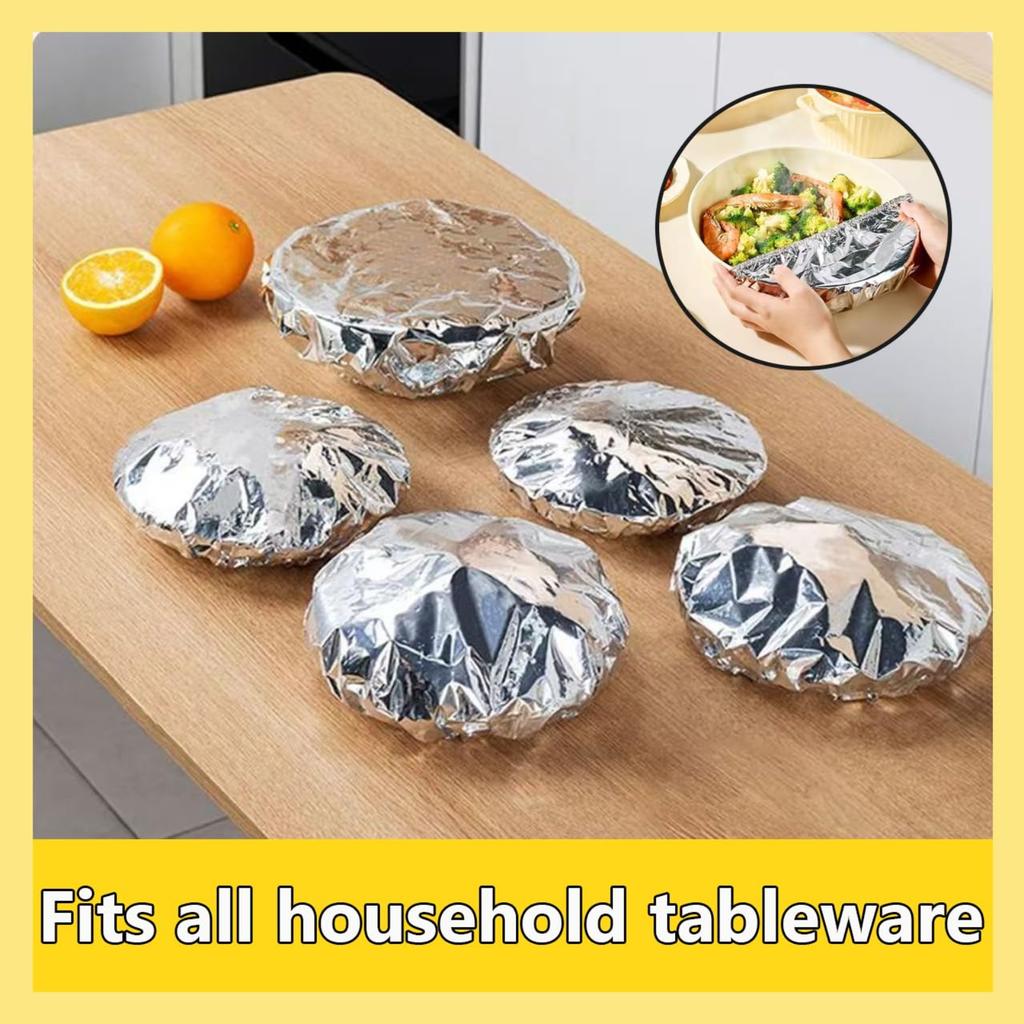 Aluminum Foil Elastic Food Covers, Stretchable for Bowls, Pack of 10/30/50