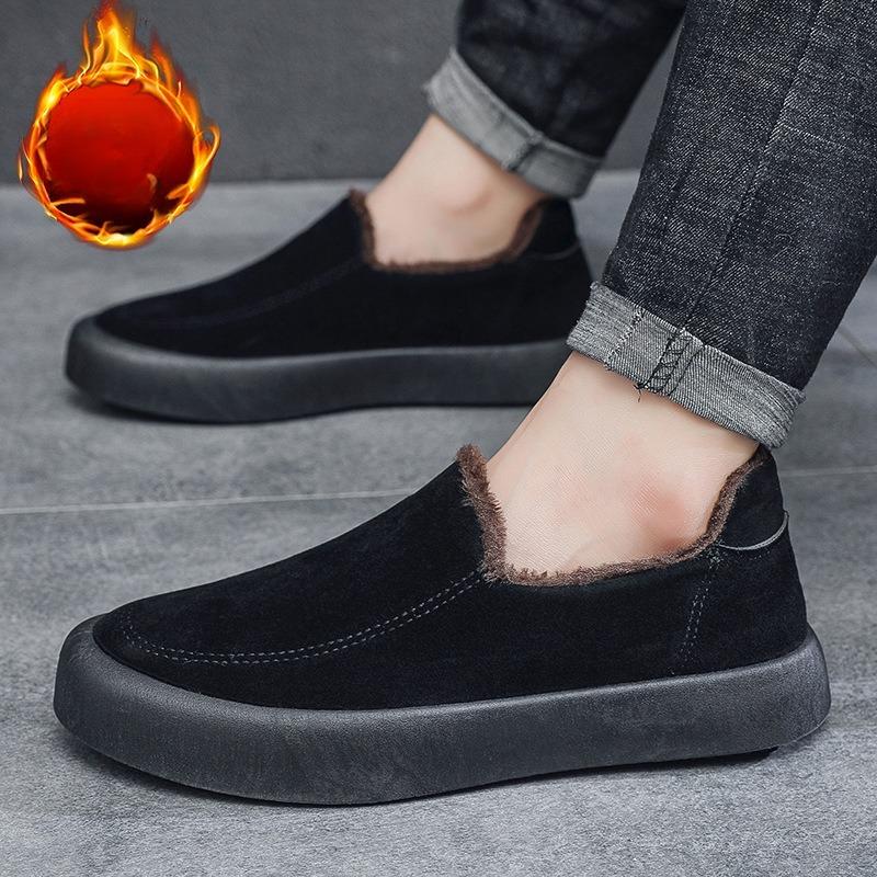 New winter plus size warm and plush men's cotton boots youth casual shoes trendy men's shoes
