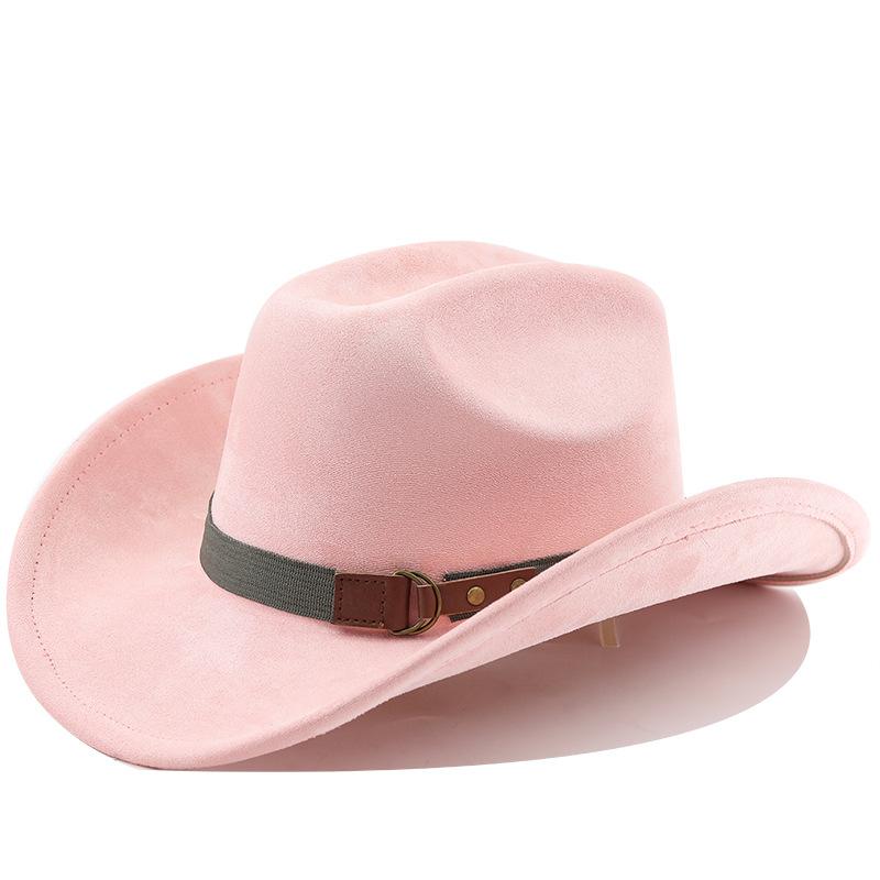 Retro Style Suede Western Cowboy Hat Woolen Jazz Top Hat Men and Women's Ethnic Style Autumn and Winter Felt Hat Big Eaves Hat