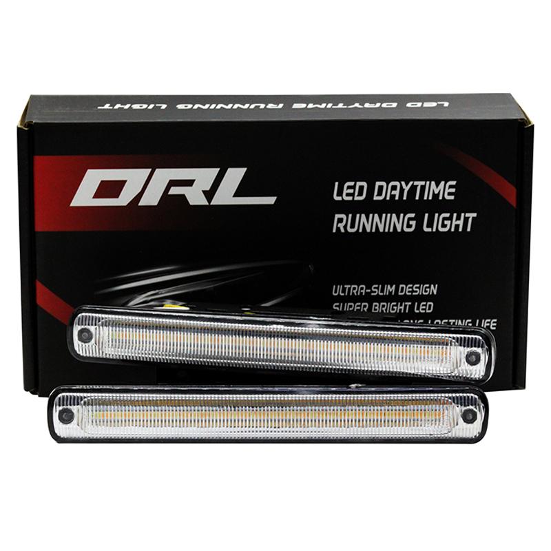 2Pcs/Set External Light 100% Waterproof COB DRL Daytime Running Lights with Turn Signal Lamp & Dimming Function