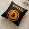 Housse de coussin Bitcoin Cryptomonnaie Btc Peluche Courte Soie Fermeture Éclair Invisible Anti-poussière Housse de Coussin de Canapé Pour Décoration Intérieure