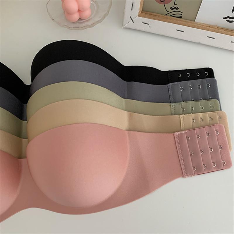 Sexy stroppeløse bh for kvinner Trådløs bralette mykt kvinneundertøy Sømløse bh for damer usynlig bh med 2 stk stropper YSL
