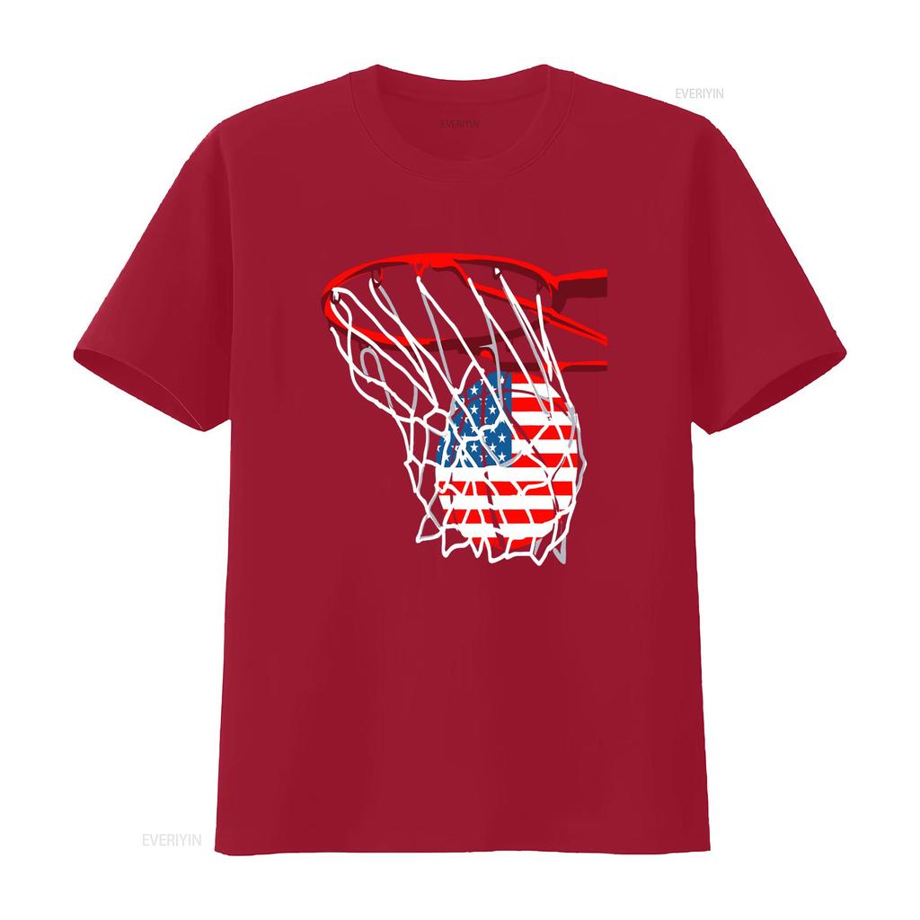 American Patriotic Basketball 4th Of July Usa Flag Unisex Boys T Shirt Vintage Slightly Stylish Top For Everyday Wear
