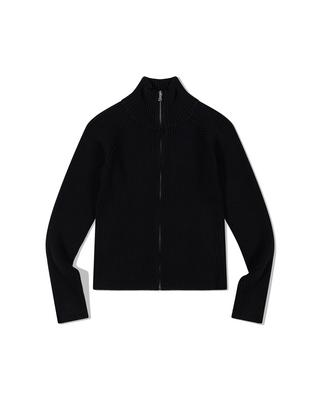 MOAA Ribbed Mock Neck Zip-Up (Black)