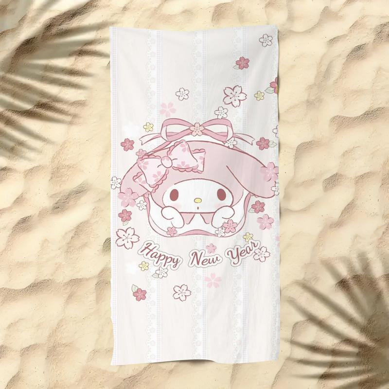 Cute Cartoon Kitten Printed Microfiber Beach Towel Quick Dry Soft Bath Towel For Kids Seaside Swimming