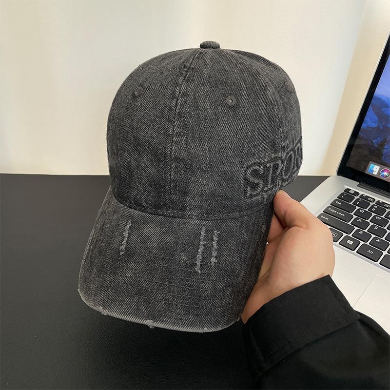 Buchstabenstickerei Retro alte Baseballkappe Vier Jahreszeiten vielseitig gewaschene Denim-Kappe Sonnenschutz Baseballkappe