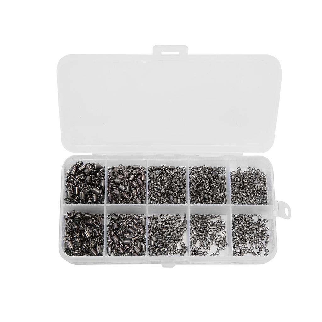 500pcs Rolling Barrel Fishing Swivels Stainless Steel Fishing Line Connector for Saltwater
