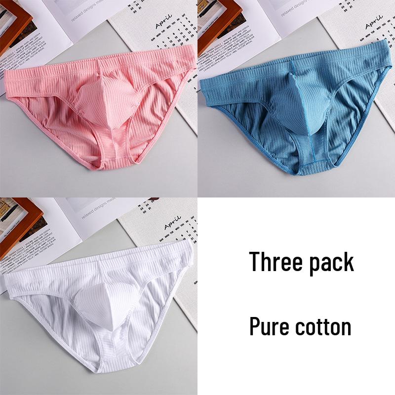 Herren Reine Baumwolle Atmungsaktive Gerippte Slips - Jugend U-Beule Sexy High-End Shorts