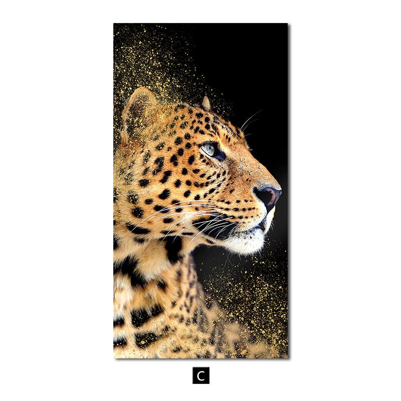 Leu, tigru, leopard, fluture, pictură modernă pe pânză, artă de perete, animale, afișe și imprimeuri nordice, decorațiuni pentru locuință.