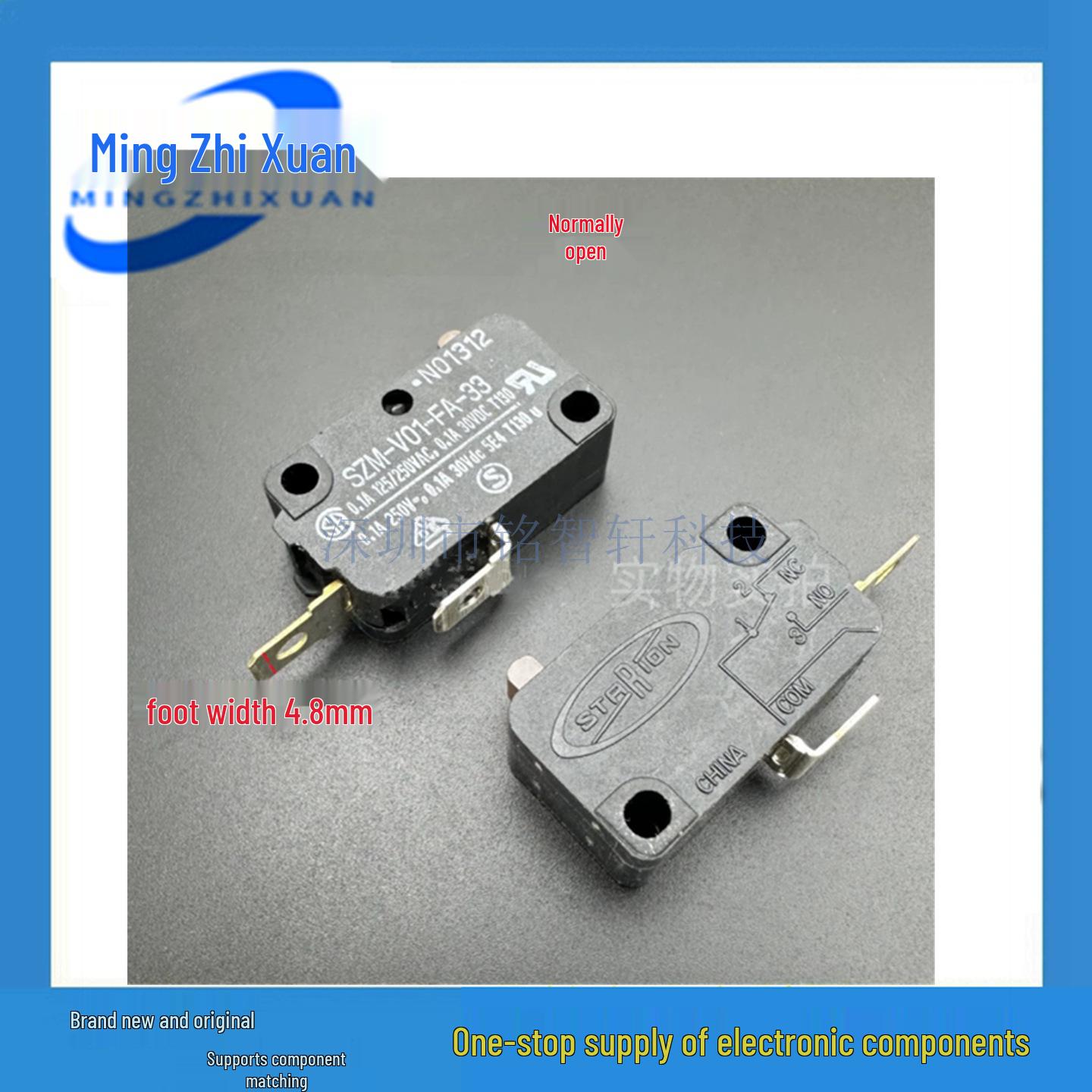 

SZM-V01-FA-33 Micro Switch, Normally Open, 2-pin, 0.1A