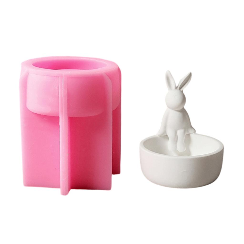 Handmade Candlestick Silicone Molds Rabbits Candle Holder Molds Storage Container Molds Ornament Plasters Molds