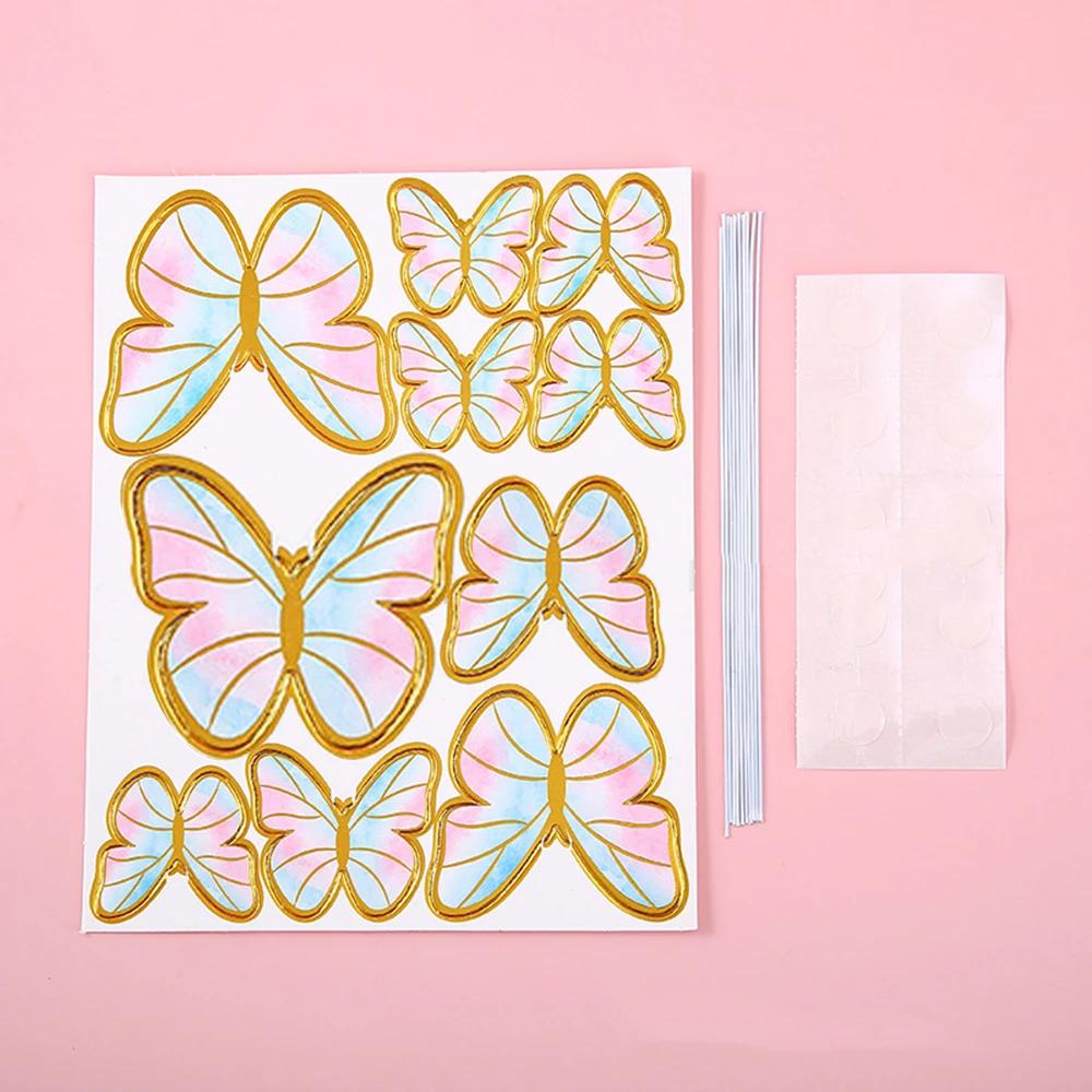 

Золотые розовые бабочки, украшения для торта, с днем рождения, принцесса, девочка, свадьба, день рождения, вечеринка, декор, десерт, торт, бабочка, детский душ