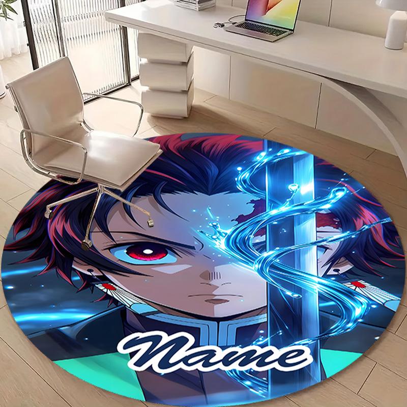 Personalized Demon Slayer Round Chair Office Rug - Perfect for Mat, Office Chair & More - Ideal Gift for Birthdays and Holidays