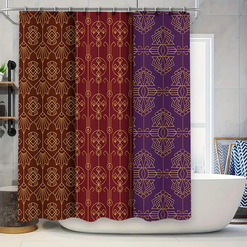 

Art Deco Shower Curtain Set Modern Design With Geometric Patterns In Black, White Purple For Bathroom Decorators 3D Printed Wate W60H190(CM)-1 Pcs
