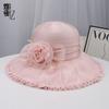 British Style Mesh Gauze Hat Spring and Summer New Women's Sunscreen Big Eaves Flower Lace Sunshade Fashionable and Elegant Top Hat