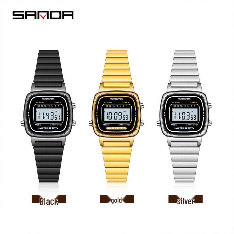 Sanda Fashion Unisex Electronic Multifunction Stainless Steel Watches