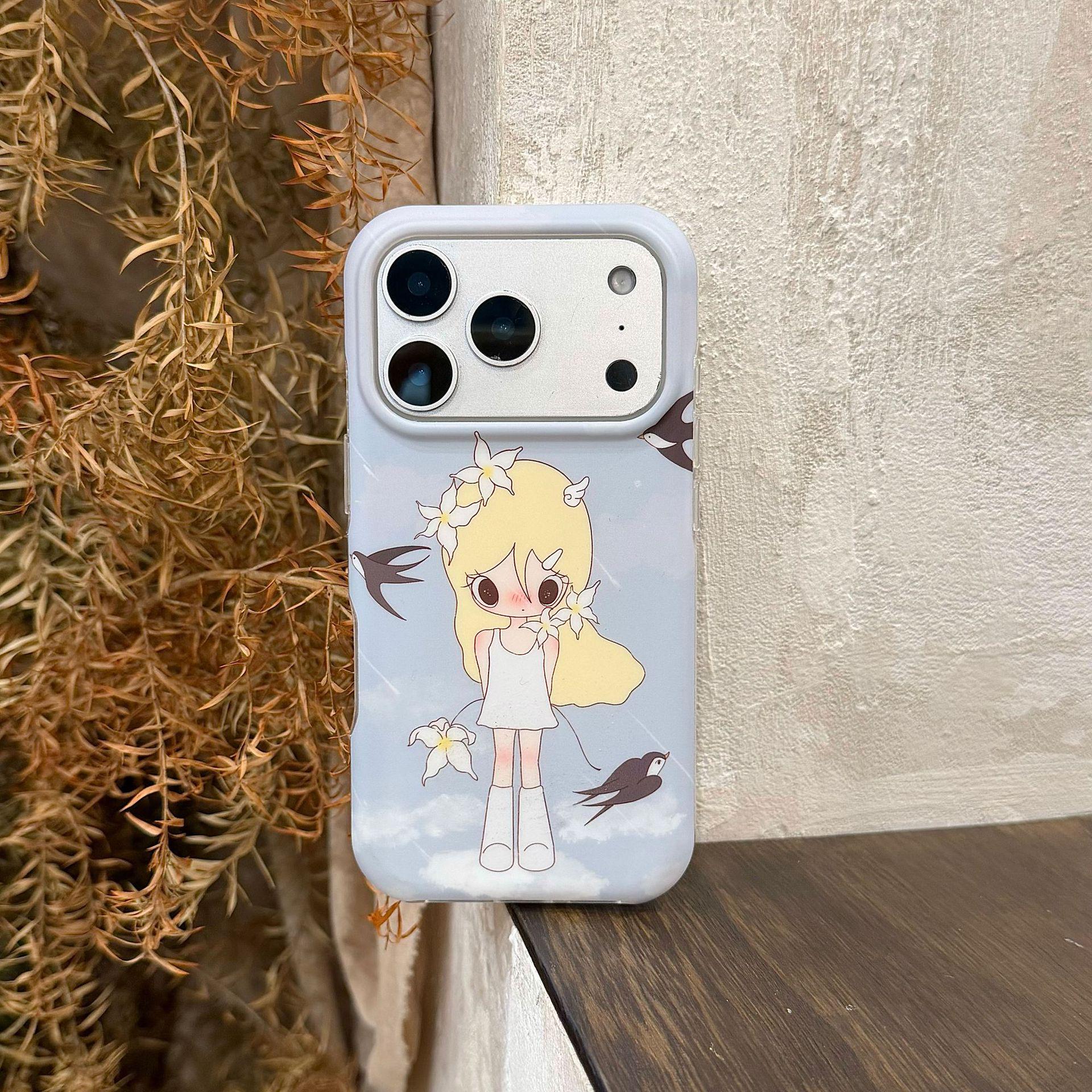 

Cute Cartoon Girl Frosted Anti-Drop iPhone Case for Apple 15/16/17 Pro Max iPhone 15 Pro