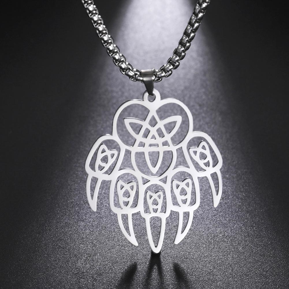 Dawapara Wolfskralle Slawische Halskette Hohl Keltischer Knoten Edelstahl Abwehrender Bär Herren Religiöser Talisman Halskette