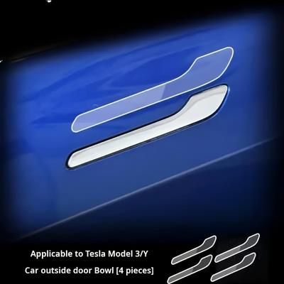 4pcs Premium Door Handle Protective Film for Tesla Model 3/Y Easy To Install, Right Side Car Styling Accessory, Durable Paint Protection