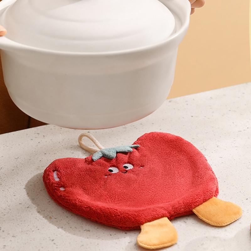 Quickly dry Absorbent Hand Towel Thickened Fleece Component Soft Contact Hanging Loop For Home Use