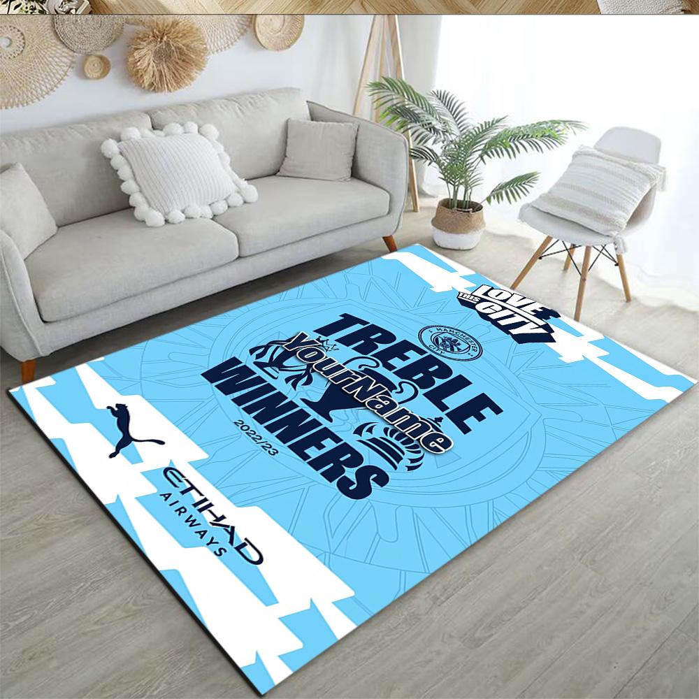 Manchester City Customizable Name Floor Mat Suitable for Kitchen Bedrooms Balcony Hallway Anti-slip Rug Anime Office Decor Gift for Festivals