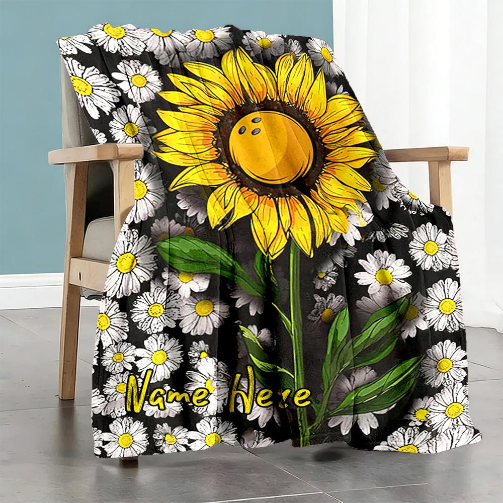 Sunflower Customize Your Name Blanket Throw Personalized Blanket Warmthful Decor Great for Picnics Chair Livingroom Office Four Seasons Multipurpose