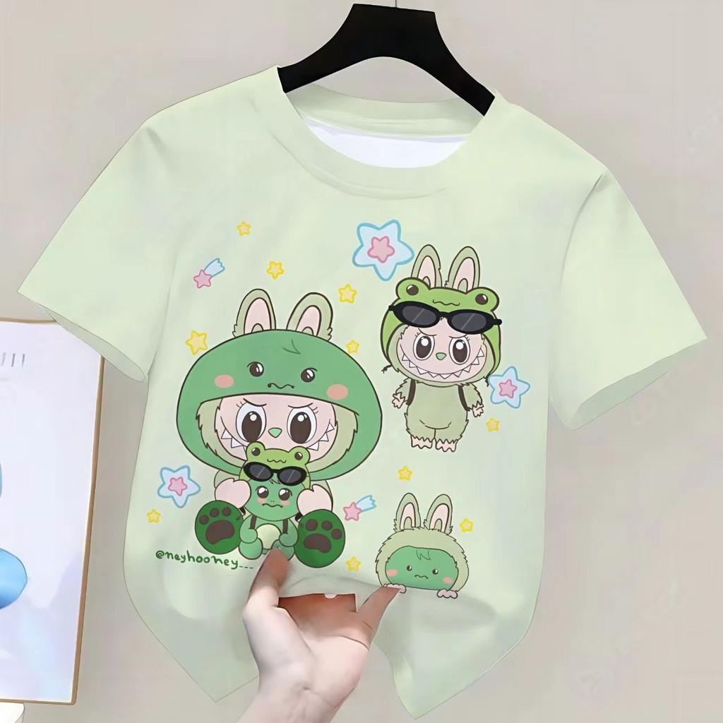 LABUBU 3D-trykk Tegneserie Anime Barn T-skjorte Sommer Kortarmet T-skjorte Jente Gutt Skjorte Casual Topper