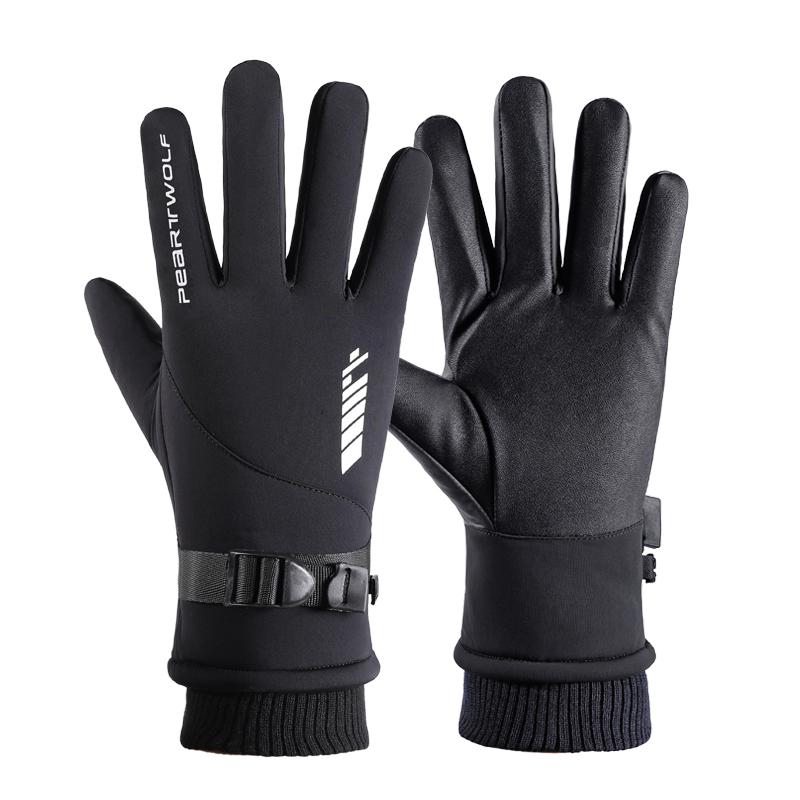 Custom Men s Waterproof Ski Gloves Outdoor Sport Car Driving Motorcycle Cycling Winter Gloves чёрный