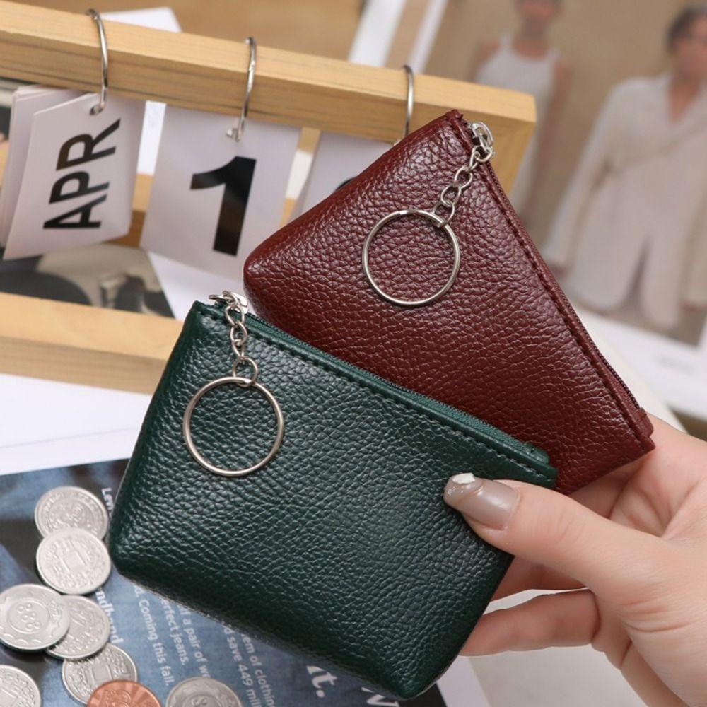 Mini Keychain Coin Purses PU Leather Card Storage Bags Change Purse Lipstick Pouch Key