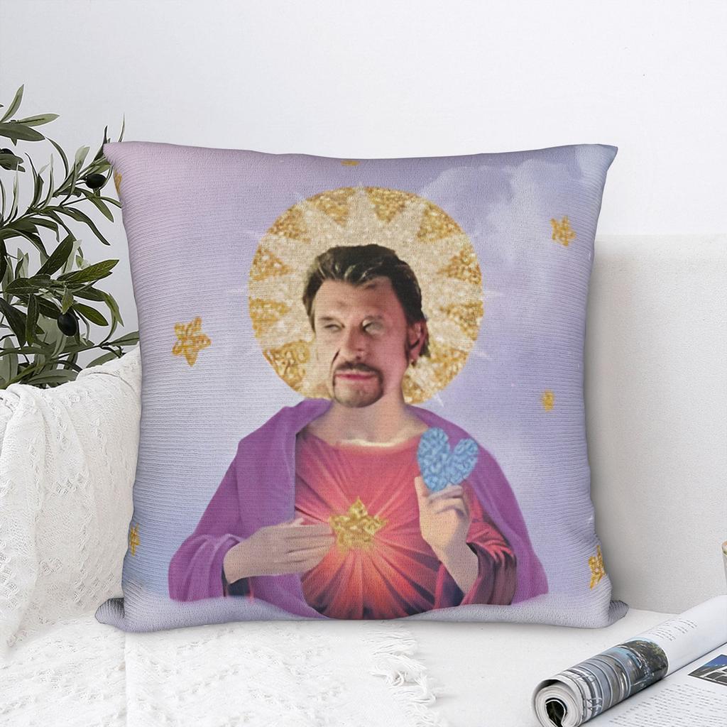 Saint Johnny Singer Hallydays Pillowcase Soft Polyester Cushion Cover Decorations Rock N Roll Throw Pillow Case Cover Square