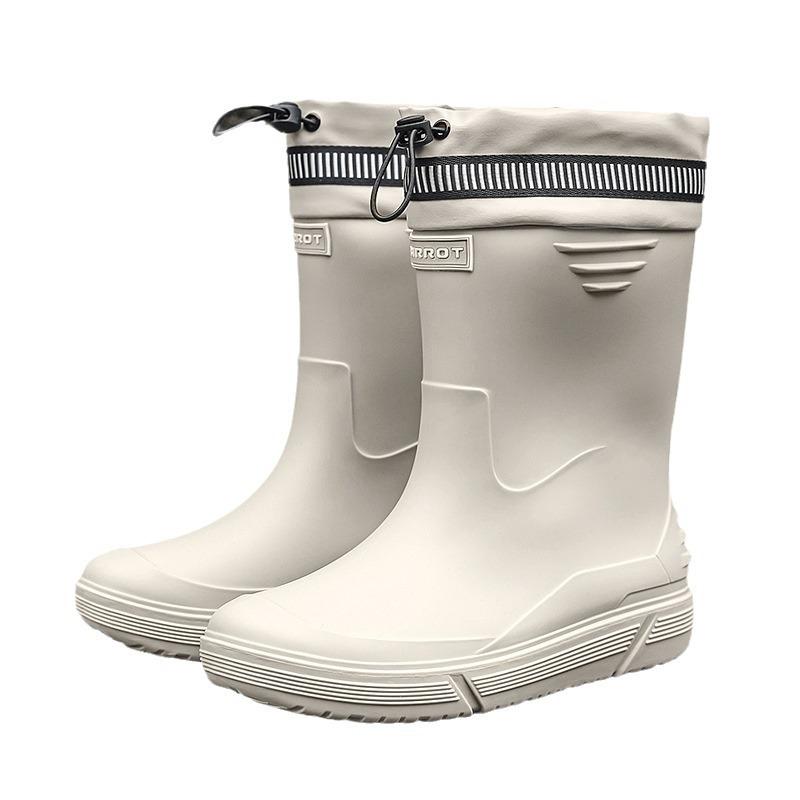 Rain shoes men's new medium tube non-slip waterproof shoes fashionable outdoor water boots warm short tube rubber shoes men